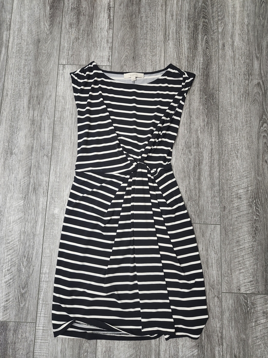 LOFT Dresses & Skirts - LOFT Black and White Striped Twist-Waist Dress